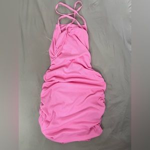 Pink mauve Solid Ruched short dress